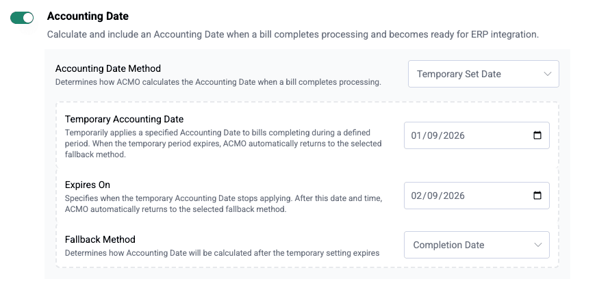 ACMO Portal - Accounting Date