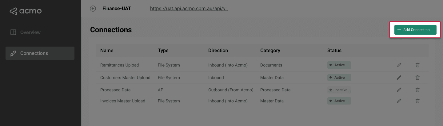 ACMO Sync Client - Add Connection