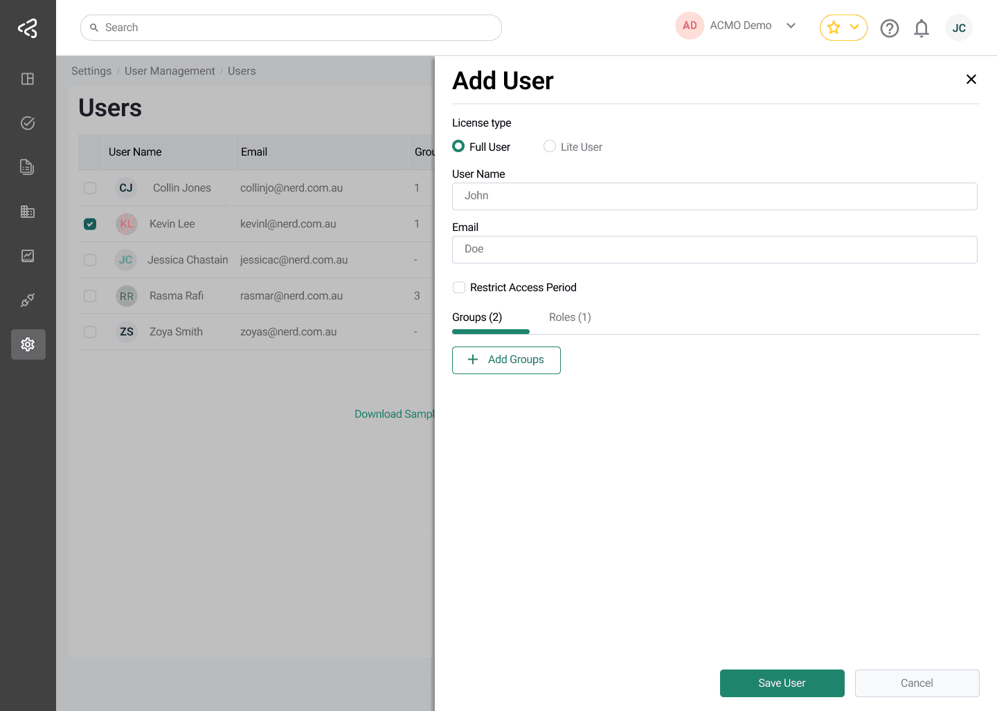 ACMO Portal - Add User