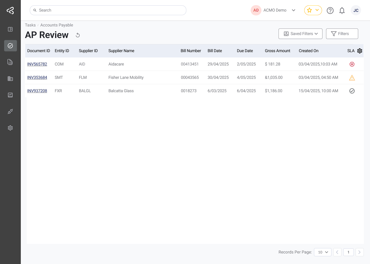 ACMO Portal - AP Review Task List