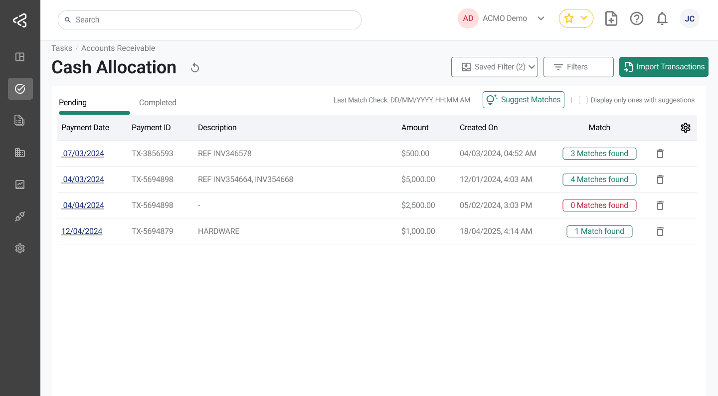 ACMO AIO - Cash Allocation Pending
