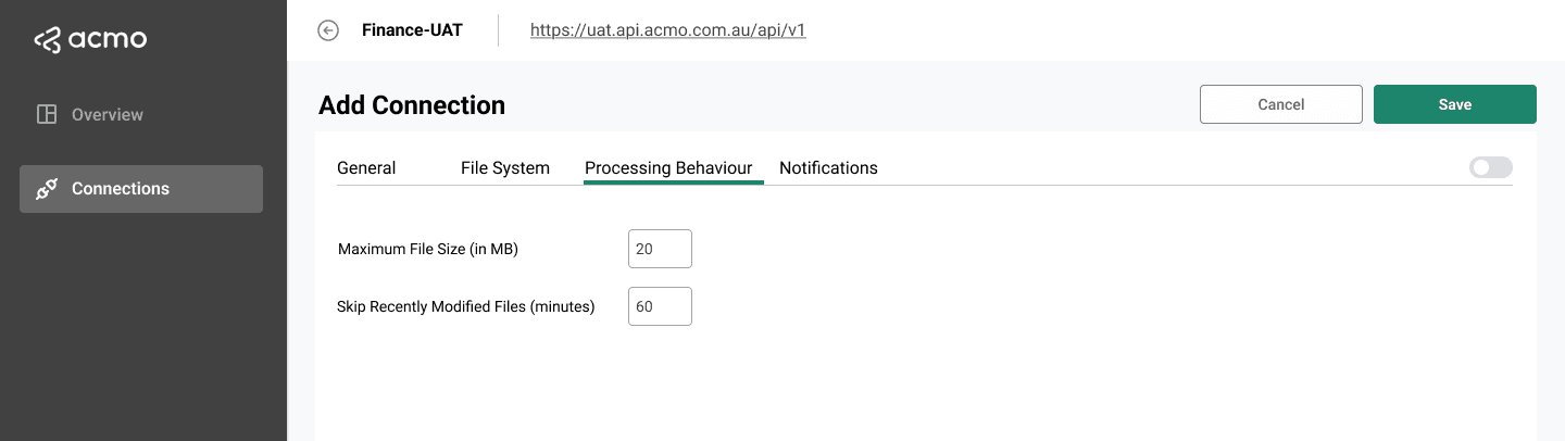 ACMO Sync Client - Connection Processing Behaviour