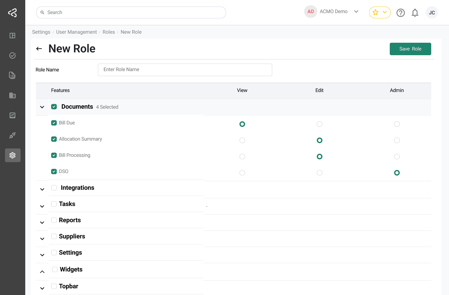ACMO Portal - Create Role