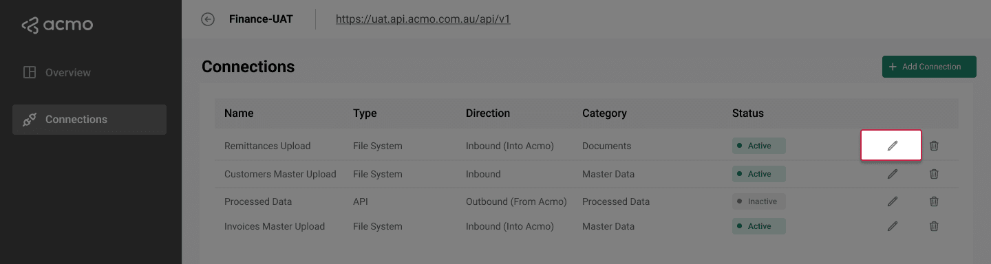 ACMO Sync Client - Edit Connection