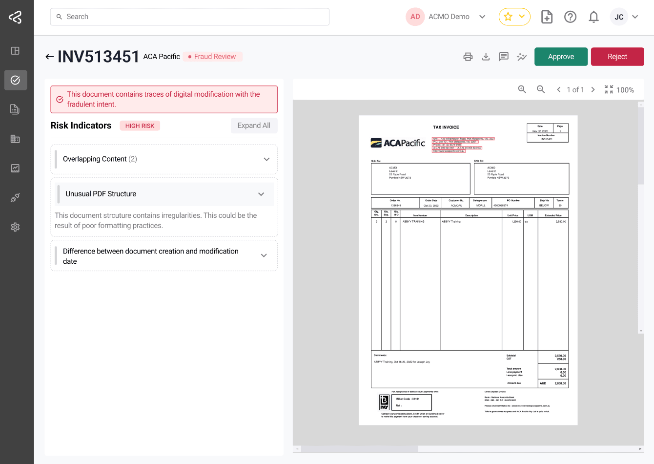 ACMO Portal - Fraud Review