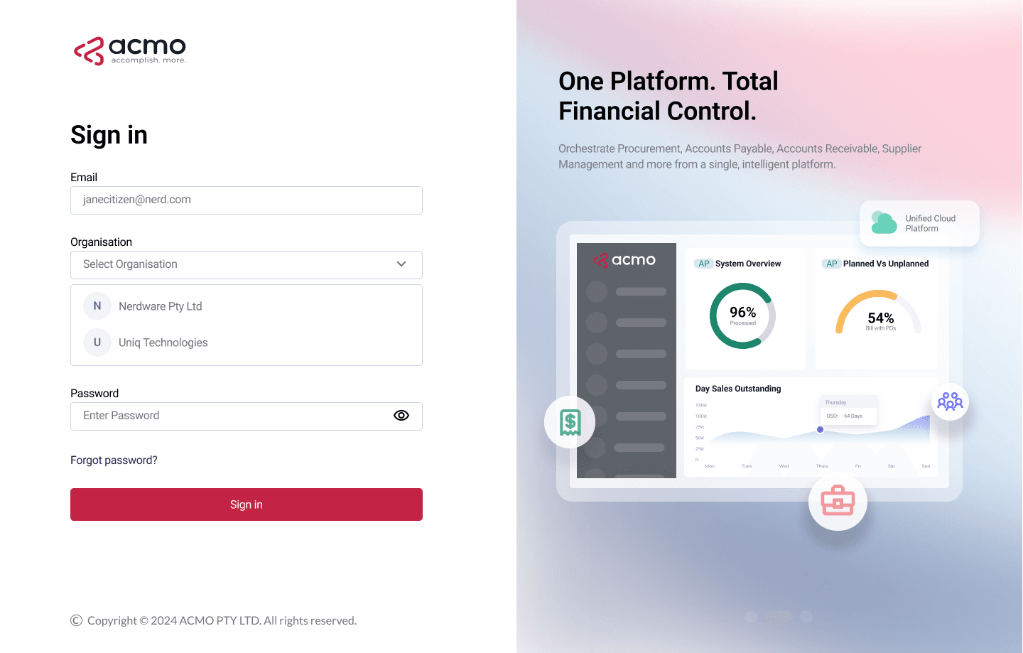 ACMO Portal - Log in