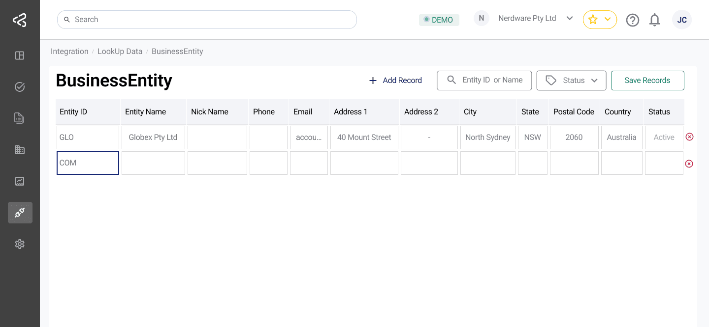 ACMO Portal - Lookup Data Manual Editing