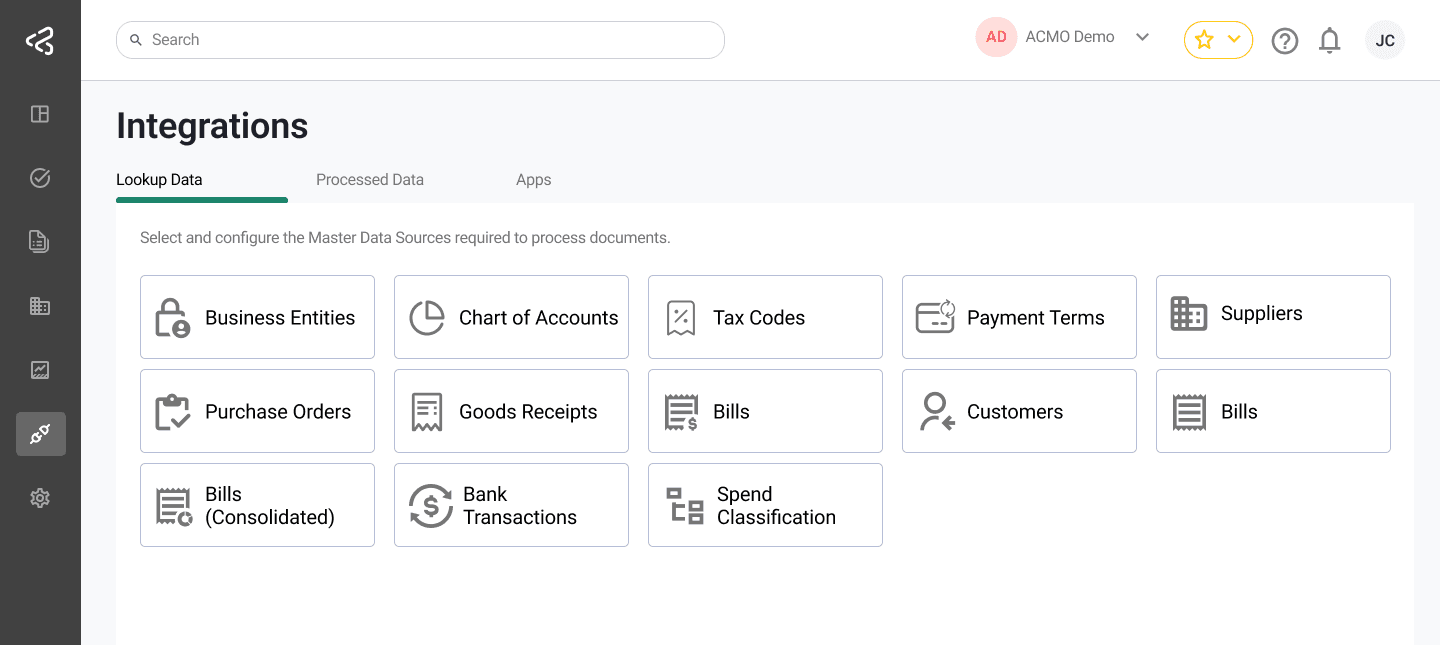 ACMO Portal - Master Data Cards