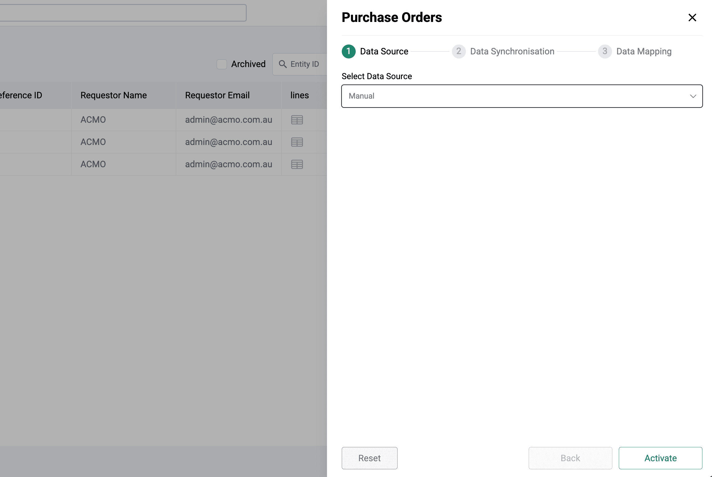 ACMO Portal - Master Data Manual UI