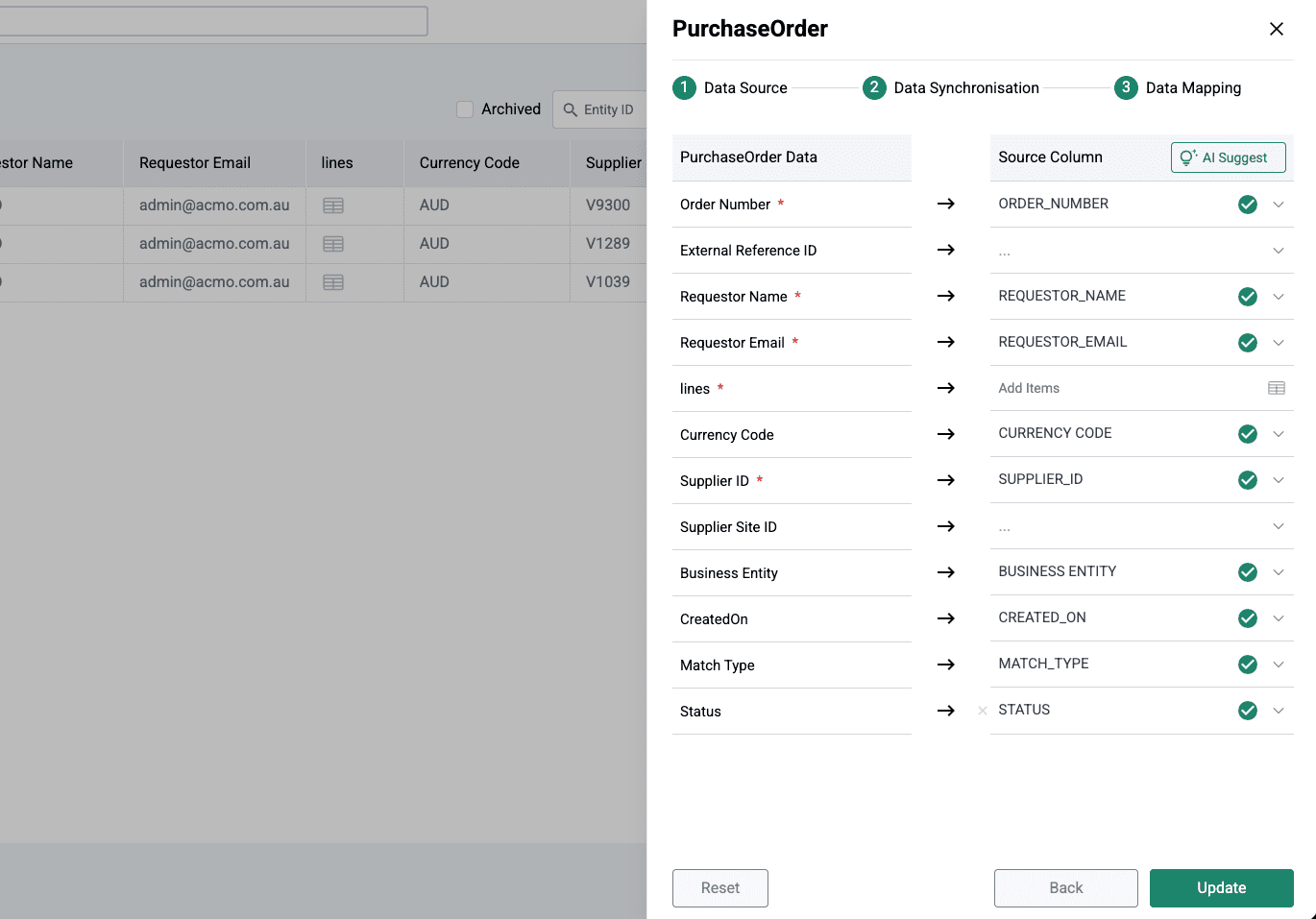 ACMO Portal - Master Data Mappings