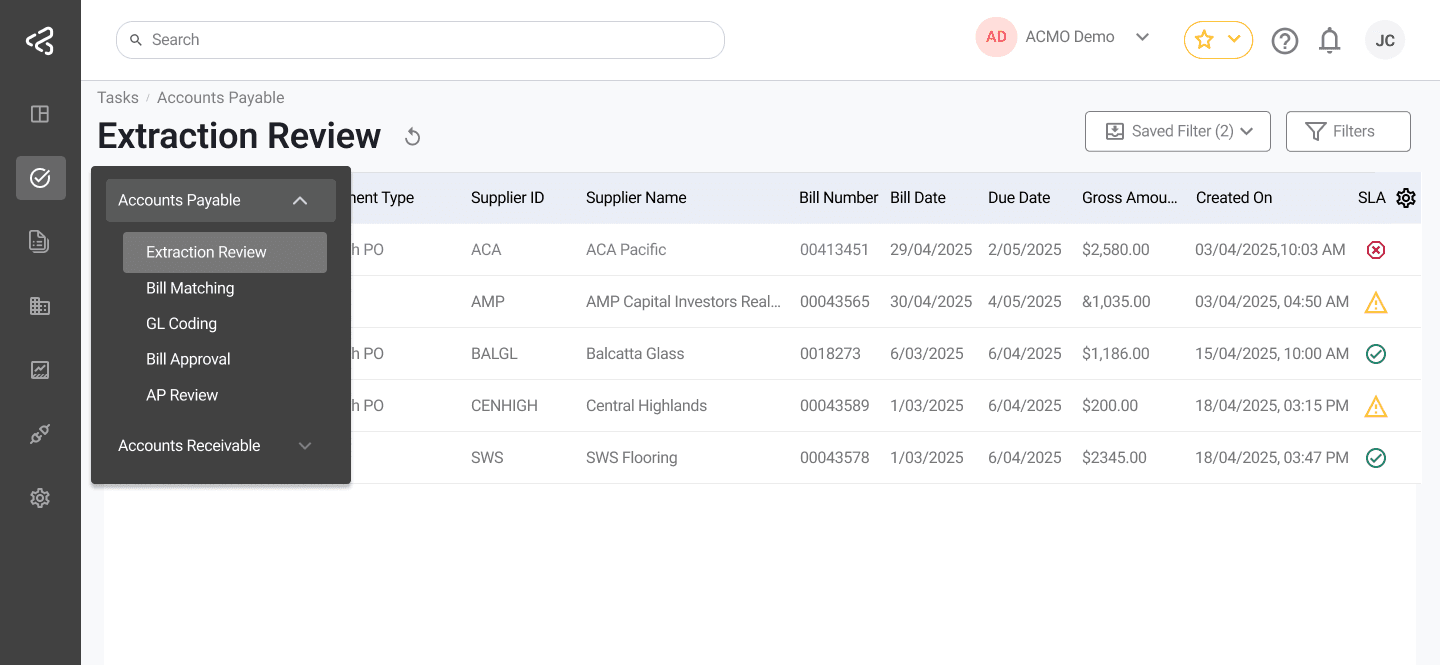 ACMO Portal - Menu Navigation