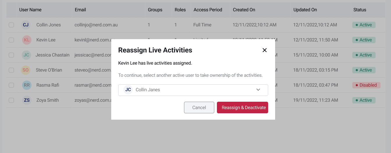 ACMO - Reassign Activities