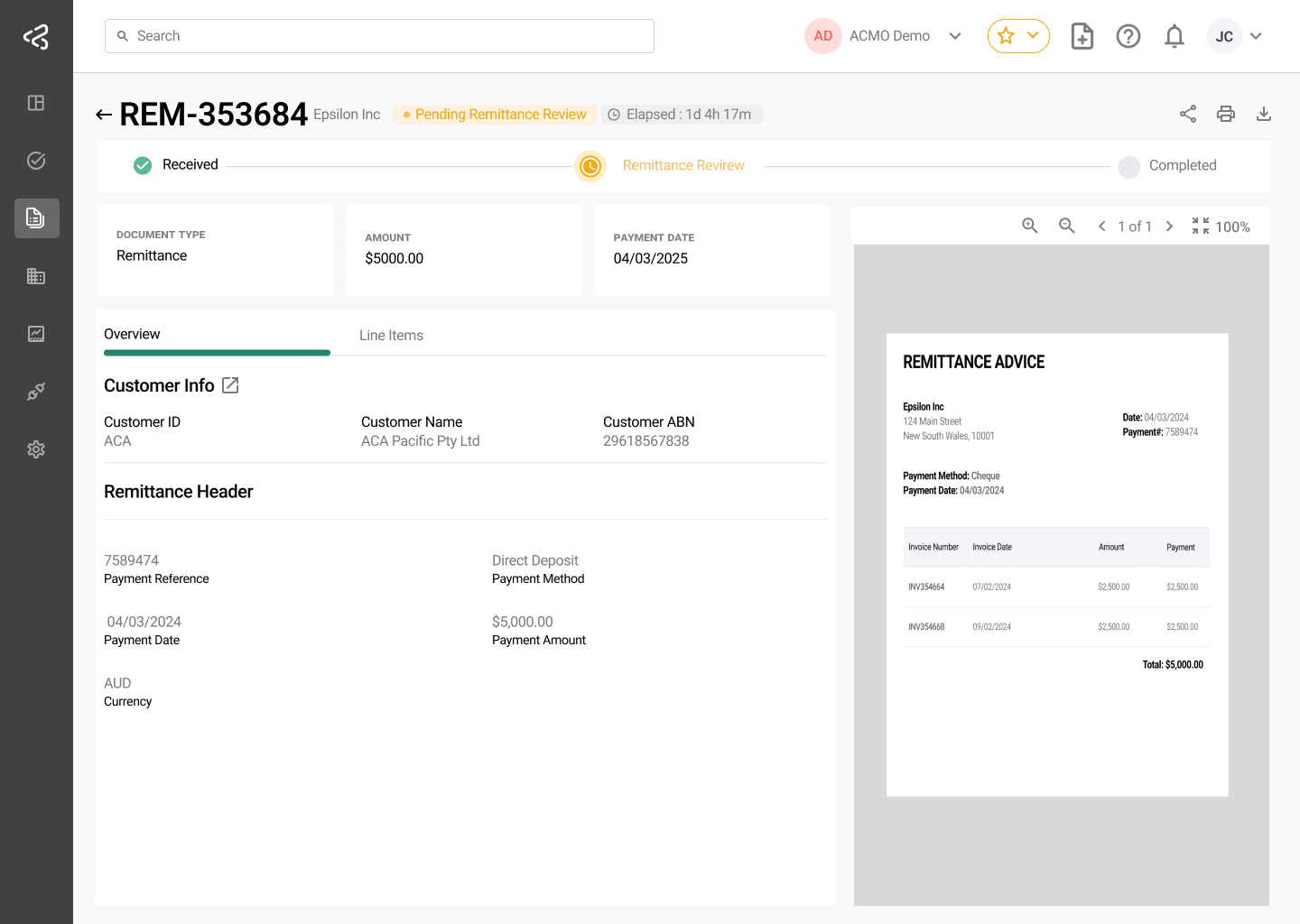 ACMO Portal - Remittance Document