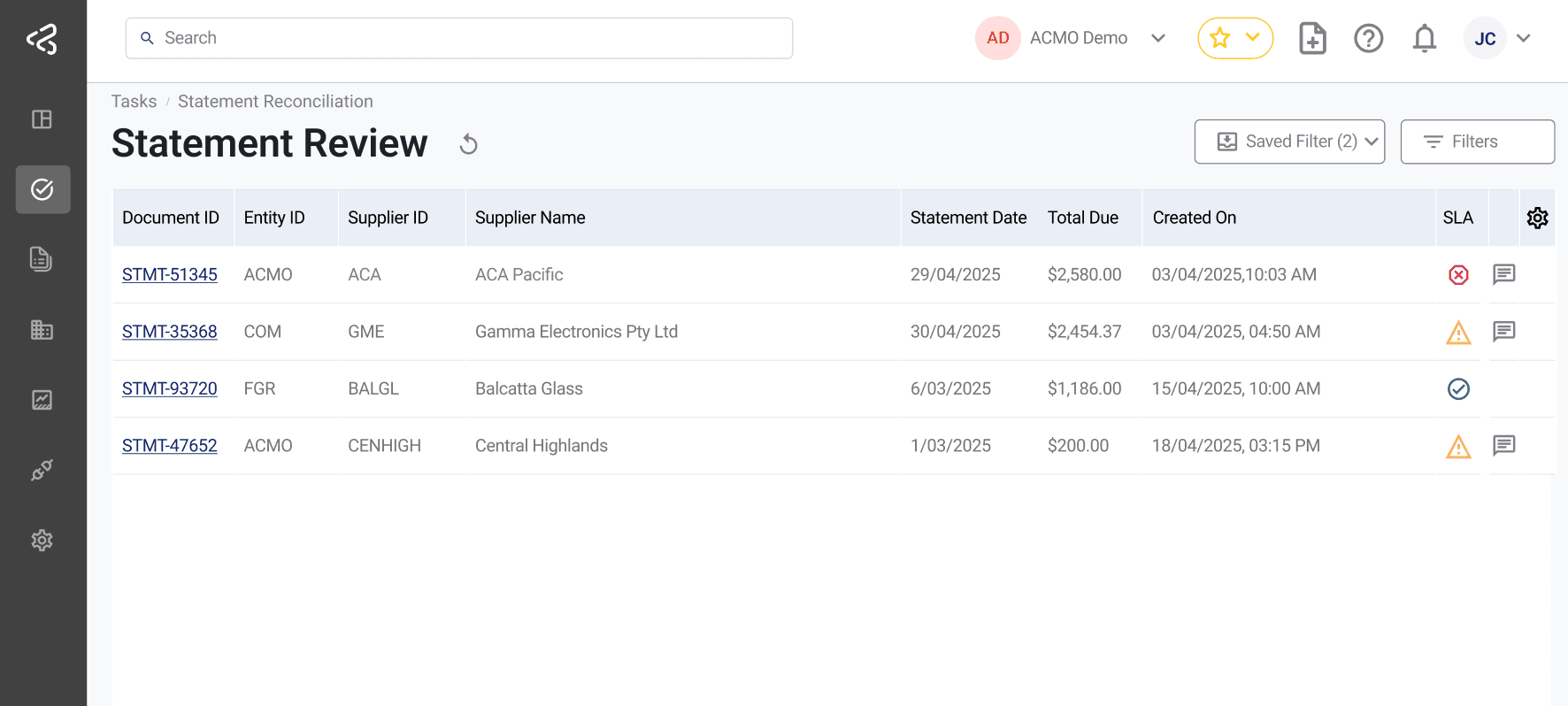 ACMO Portal - Statement Review Tasks