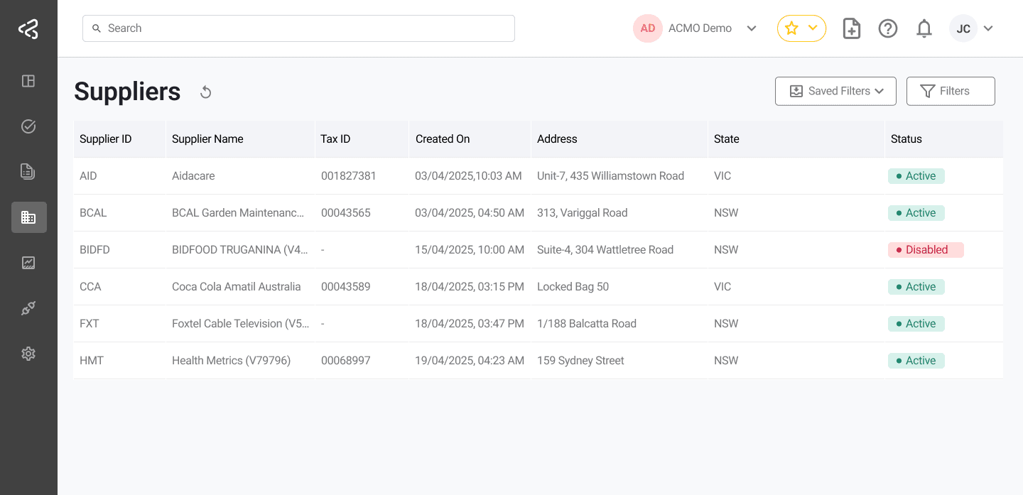 Supplier Listing