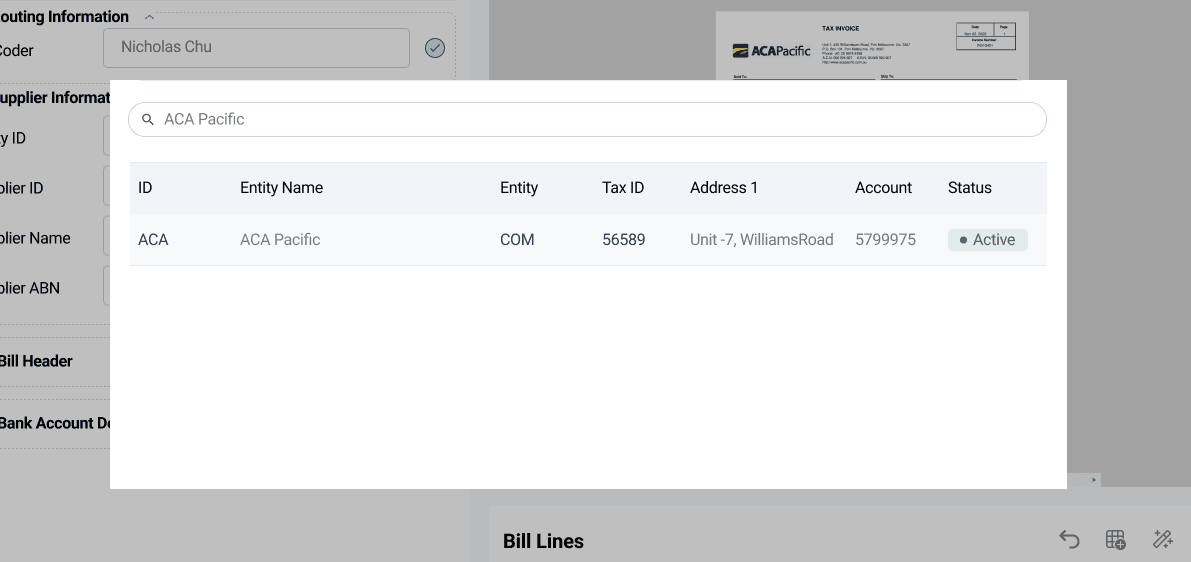 ACMO Portal - Supplier Lookup