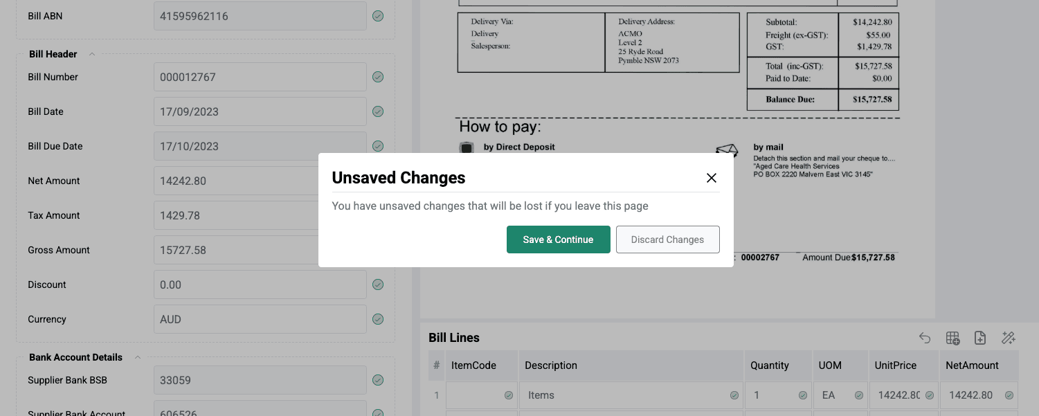 ACMO Portal - Unsaved Changes Prompt