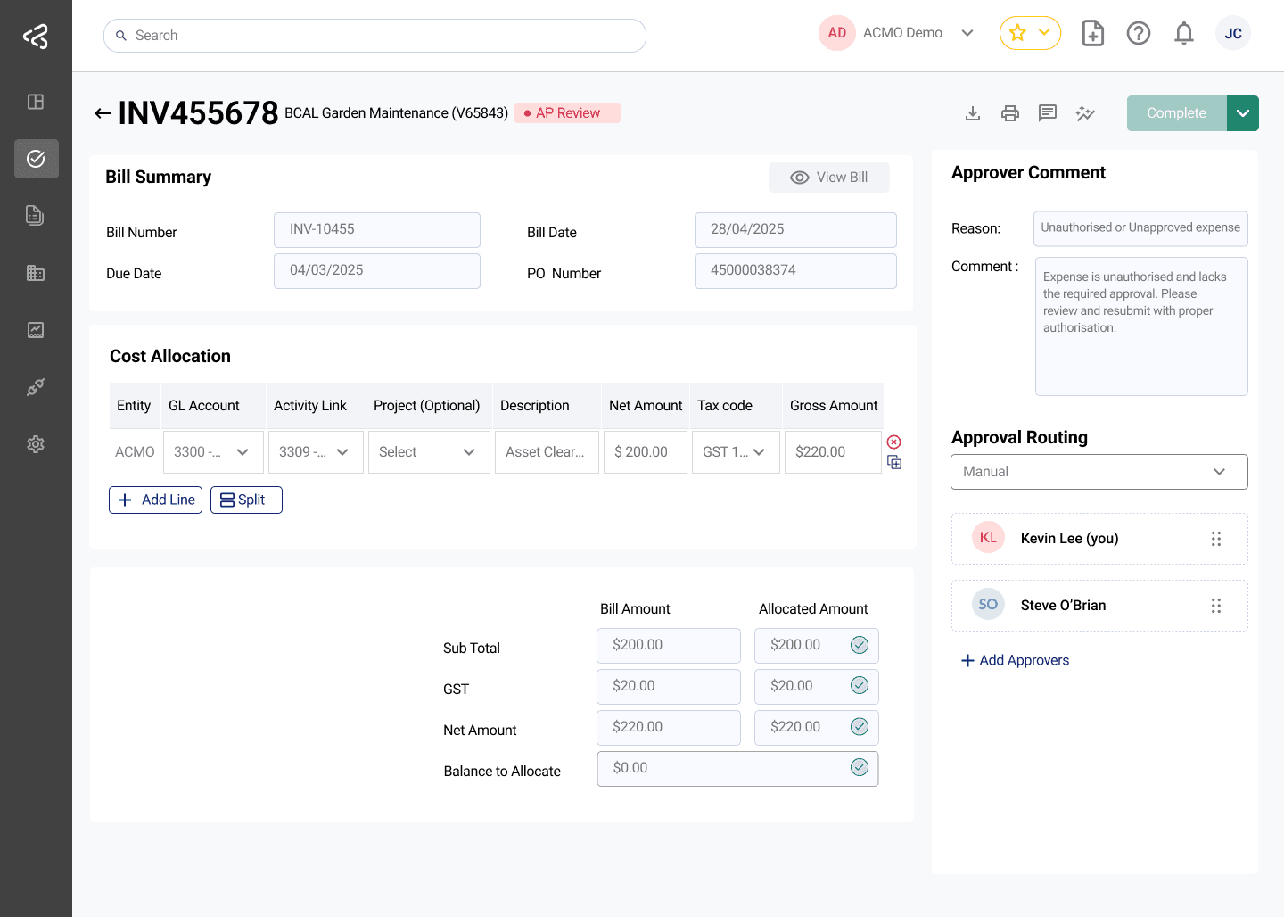 ACMO Portal - AP Review Task