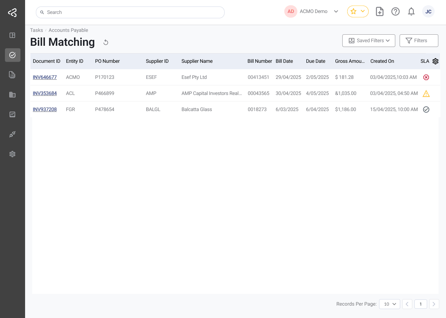 ACMO Portal - Bill Matching