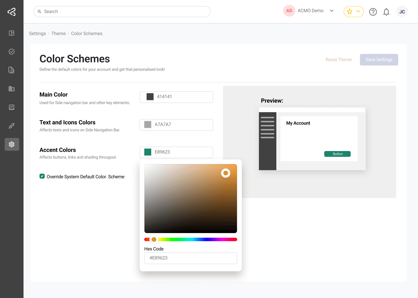 ACMO Portal - Colour Schemes