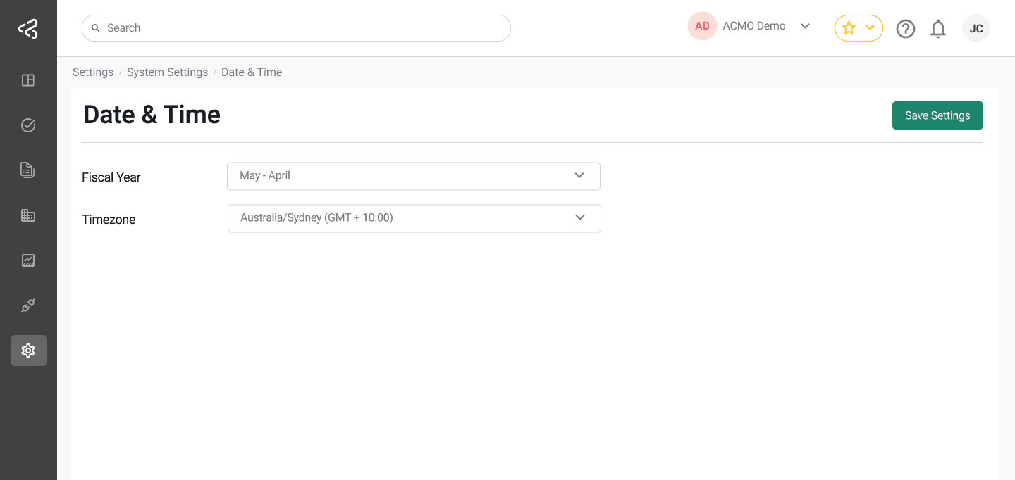 ACMO Portal - Date And Time