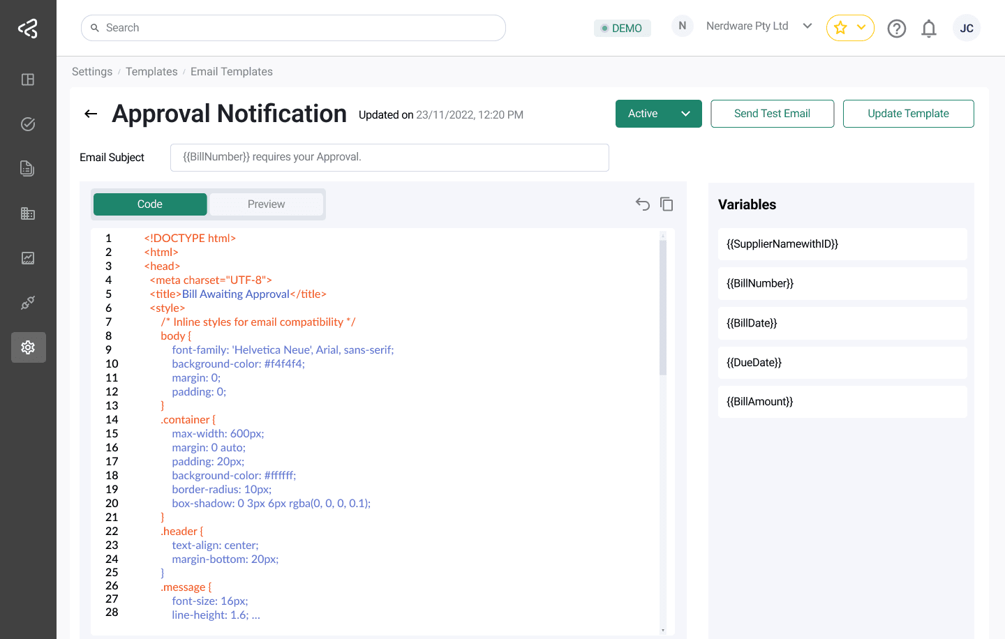 ACMO Portal - Email Template Code