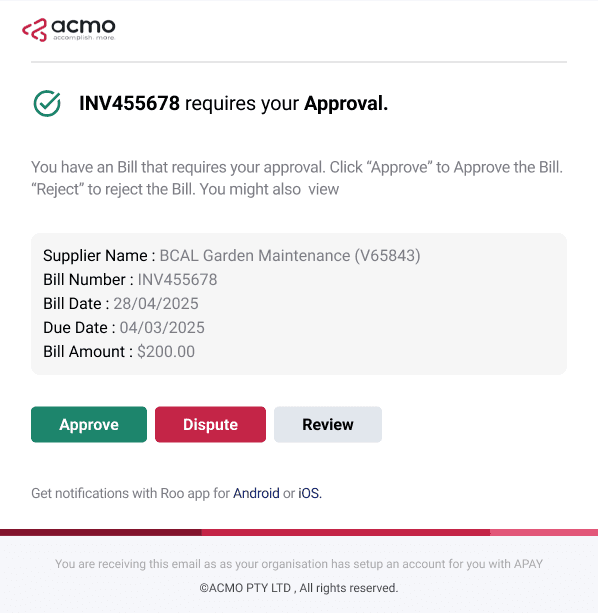 ACMO Portal - Email Notifications