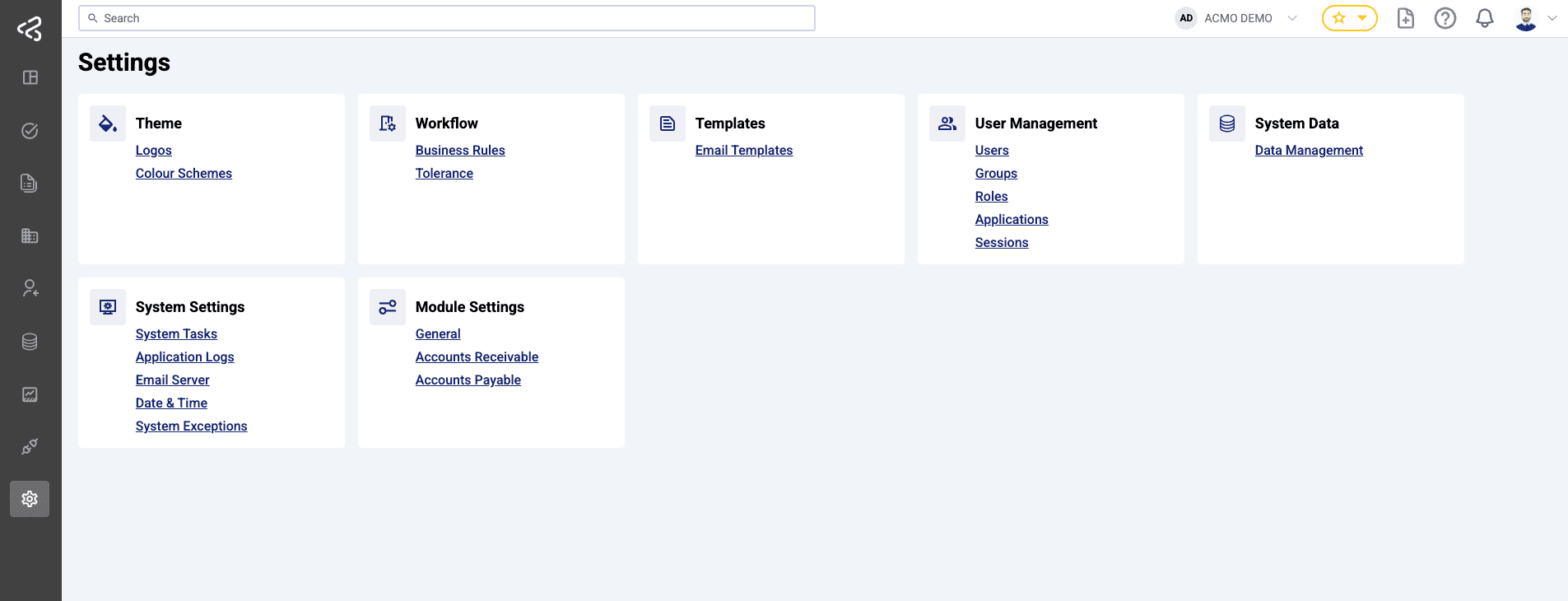 ACMO Portal - Settings