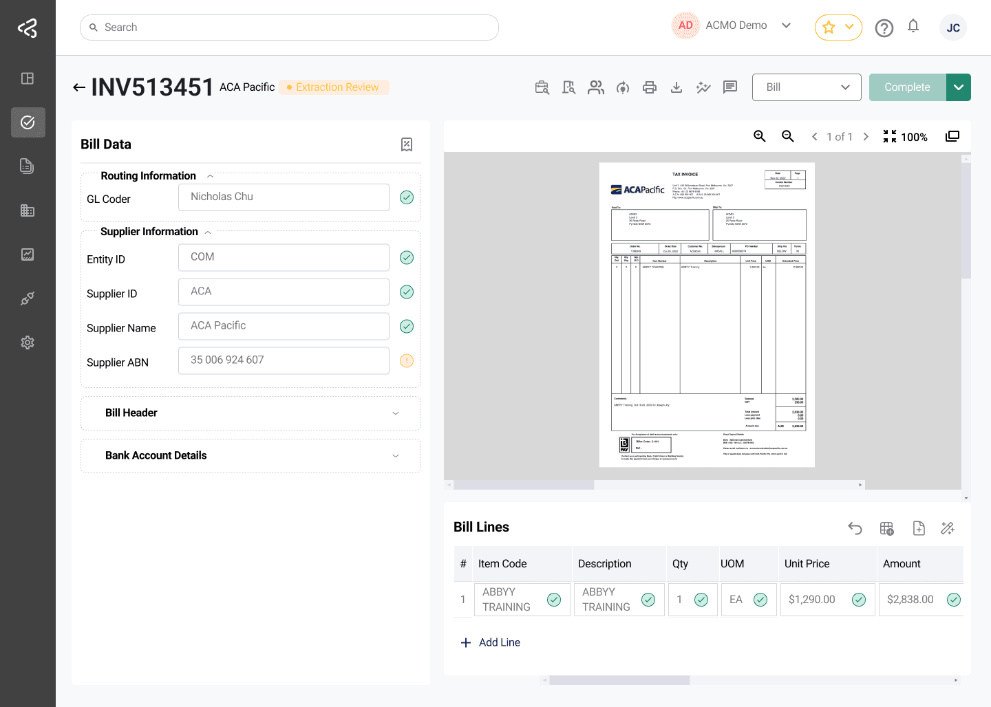 ACMO Portal - Task Extraction Review